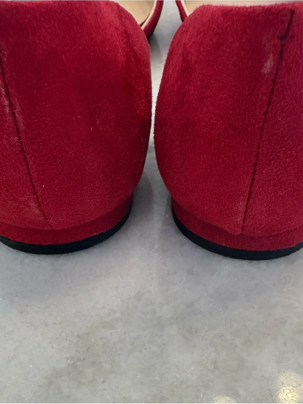 Nine West Red Suede Pointed-Toe D'Orsay Flats